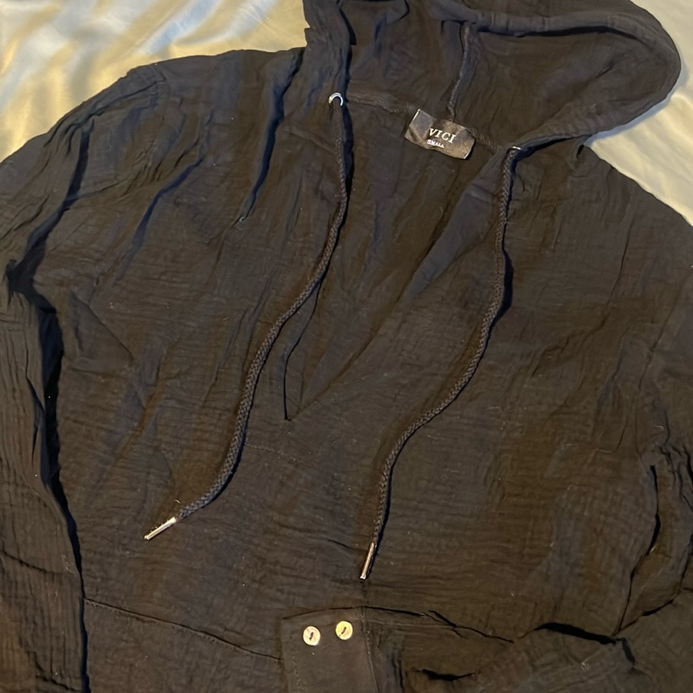 100% cotton thin material black size small VICI hoodie